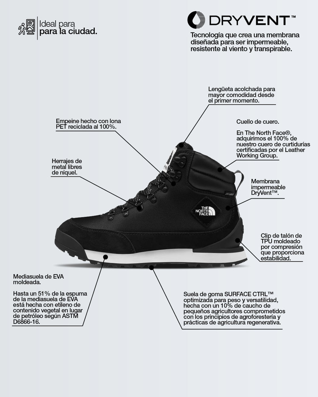 Botas Back-To-Berkeley Iv Textile Wp Negro Hombre The North Face