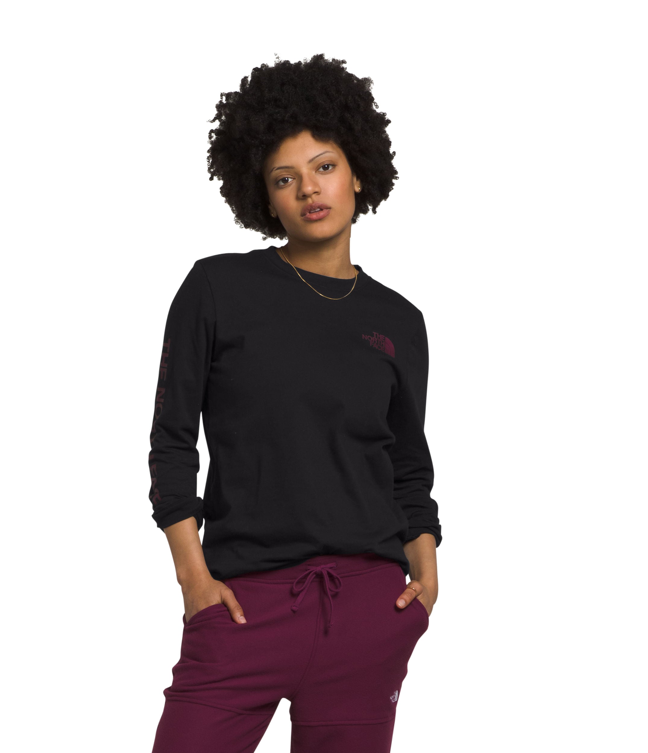 Camiseta L/S Sleeve Hit Graphic Tee Negra Mujer The North Face - imagen 1