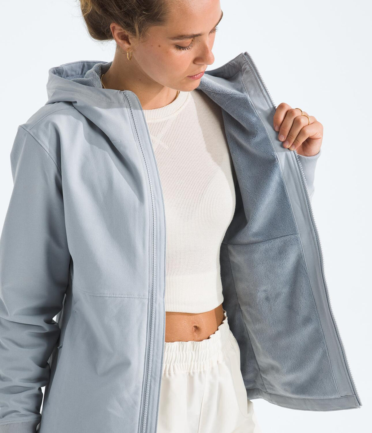 Chompa Rompevientos Shelbe Raschel Hoodie Gris Mujer The North Face