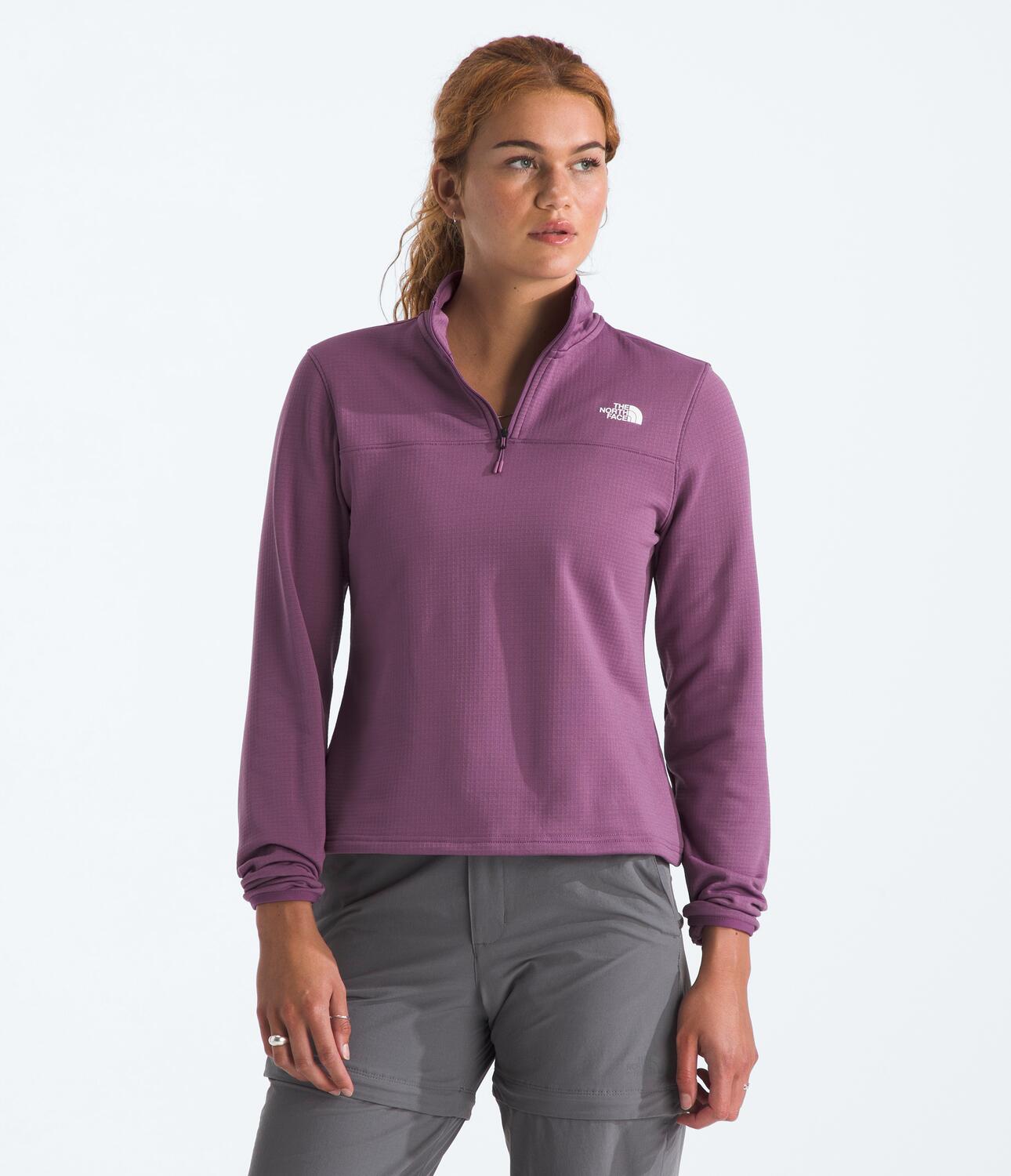 Chompa Polar Cedar Trail Grid Fleece 1/4 Zip Jacket Morado Mujer The North Face