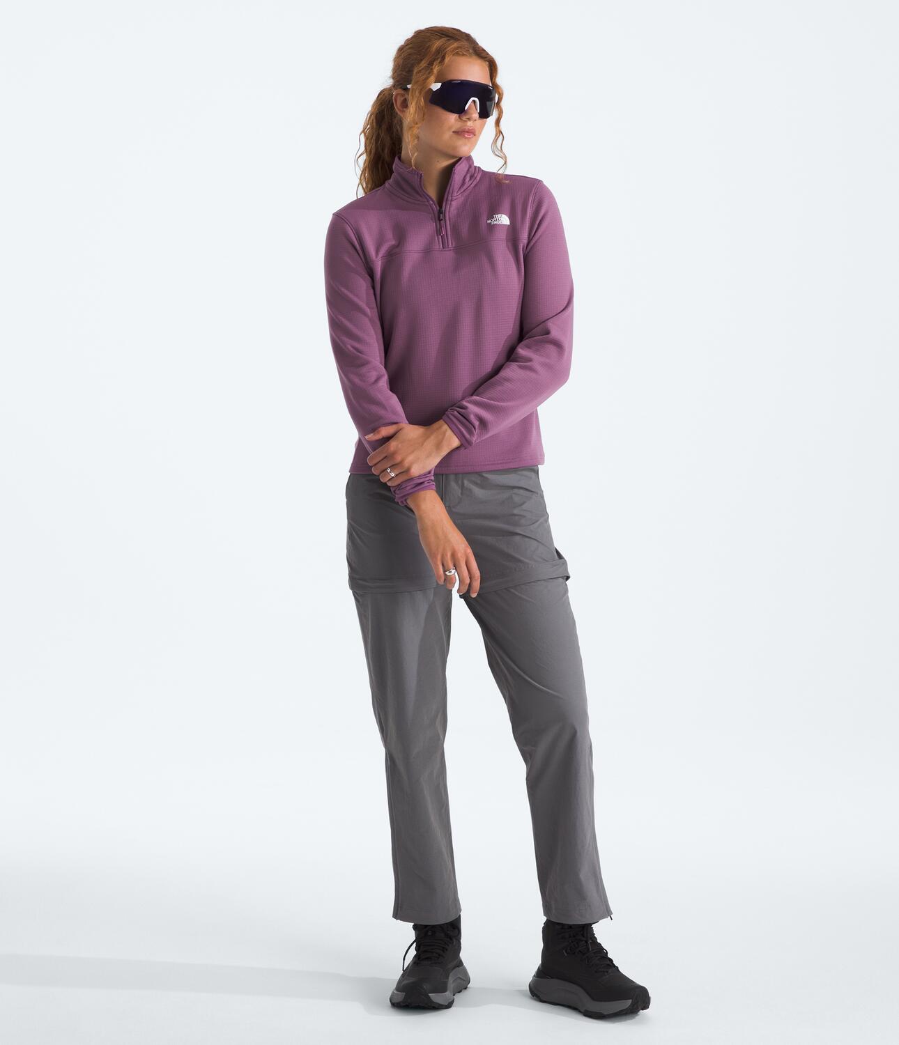 Chompa Polar Cedar Trail Grid Fleece 1/4 Zip Jacket Morado Mujer The North Face